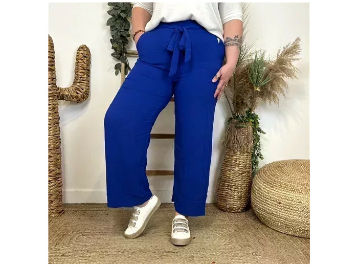 Z979- Pantalon flou large (T42/44-T54/56) (bleu royal)