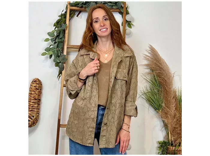 K110- Veste « Coton brodé…» (Tu) 🇮🇹 (beige)