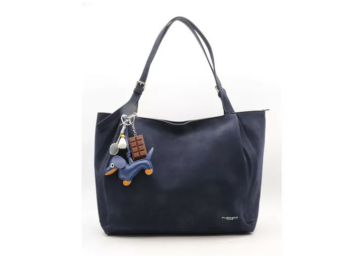 P401-Sac Shopping aspect daim Flora & Co (marine)