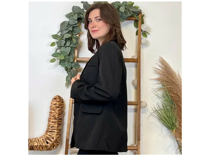 K034- Blazer oversize, ample "So Sweet" (T36-T40) (noir)