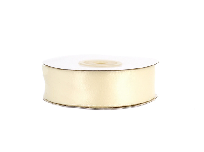 Ruban satin double face 25 mm de large 20 metres de long Ivoire