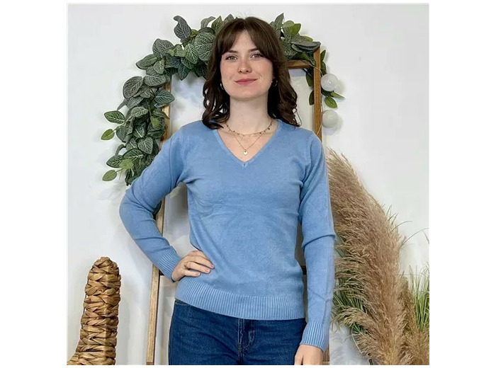Y370- Pull Épais sans laine «Voggo» (T36-T48) (bleu ciel)