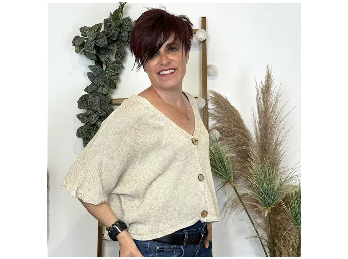 K878- Gilet court  (TU) (beige)
