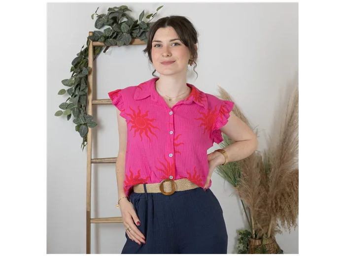 K195- Chemise "Soleil" ☀️ (Tu) 🇮🇹 (fuchsia)