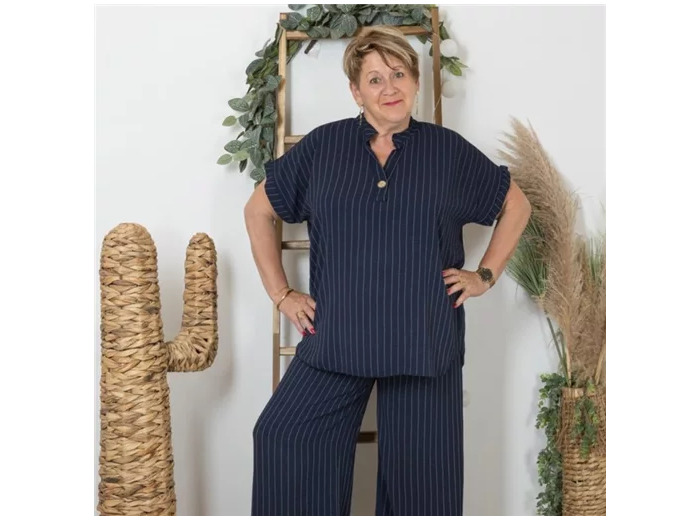 K154- Ensemble Pantalon-Tunique (TU) 🇮🇹 (marine)