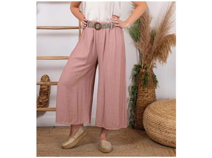 L785- Coupe 7/8ème Flare (Tu)  🇮🇹 (rose poudré)