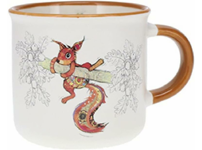 KIUB Mini mug timbale expresso avec des animaux - motif écureuil sur sa branche - Hauteur 6,5CM - porcelaine fine