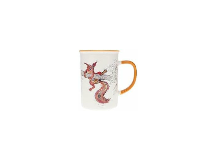KIUB Mug avec des animaux de la ferme , des bois et des montagnes - motif écureuil sur sa branche- matière porcelaine fine - contenance 360ML