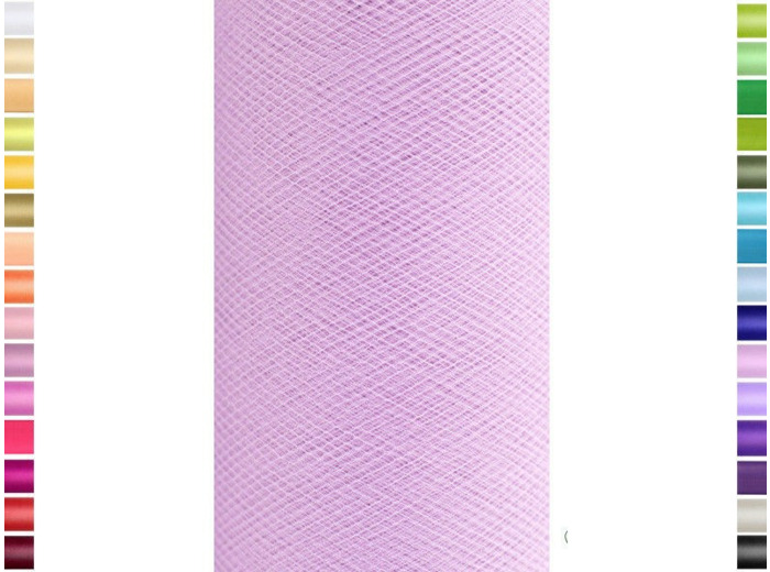 Tulle fin et souple colori Lila de 15 cm de large et 9 m de long vendu en rouleau