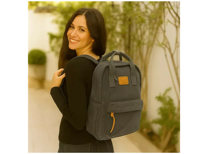 P399- Sac à dos "Velour" Flora & Co (gris)