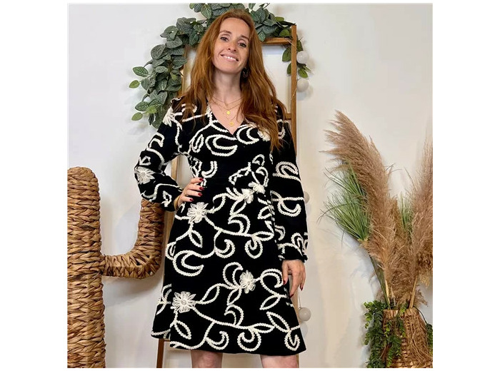 K096- Robe uni plumetis (T36-T38) (noir)