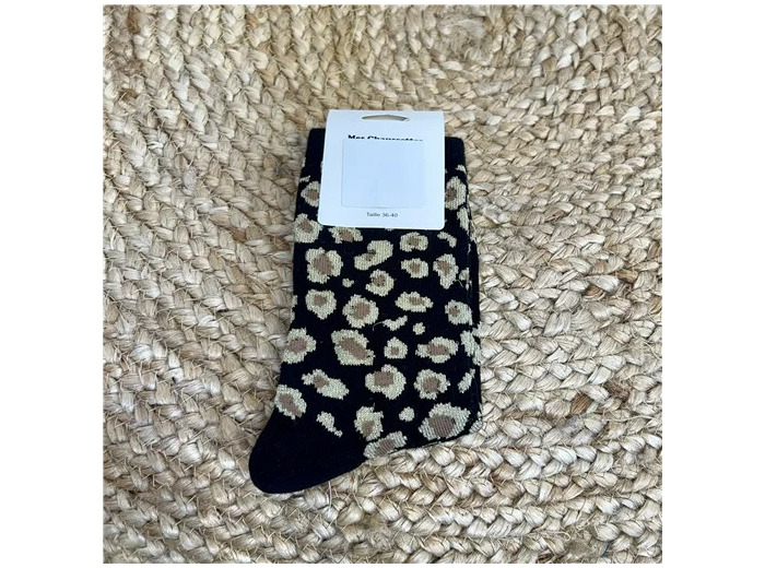 V308- Chaussettes "Léopard" (noir)