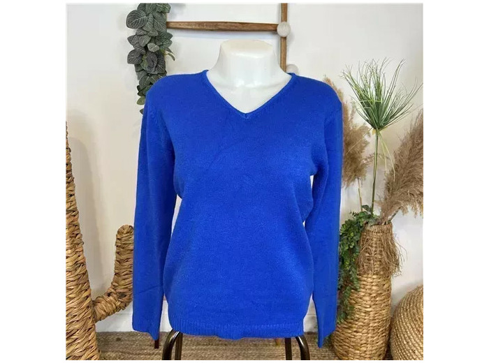 Y249-Tricotonic Col V les T38 & 42 (bleu royal)