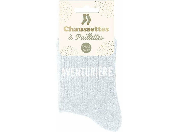 Chaussettes grises paillettes "Aventurière"