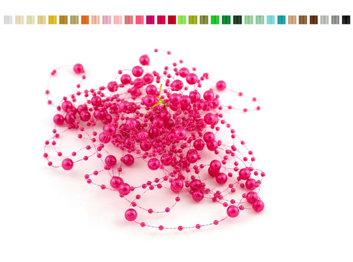 Lot de 5 guirlandes de perles de 1,30m de long chacune framboise