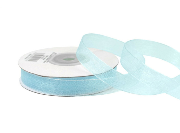 Ruban organza 12 mm de large bobine de 25 metres de long bleu ciel 311