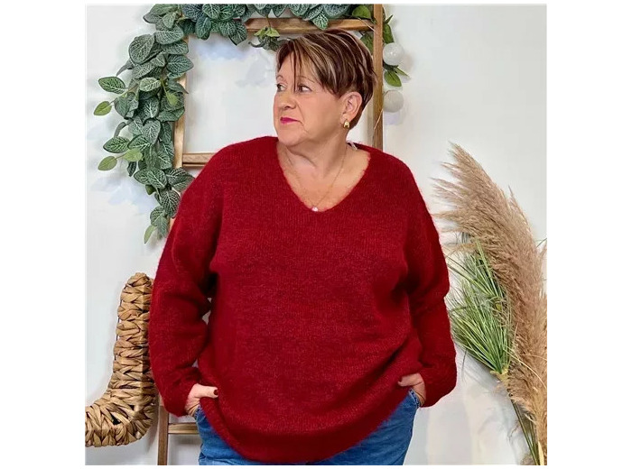 Z133. Pull Christy Grande Taille (bordeaux)
