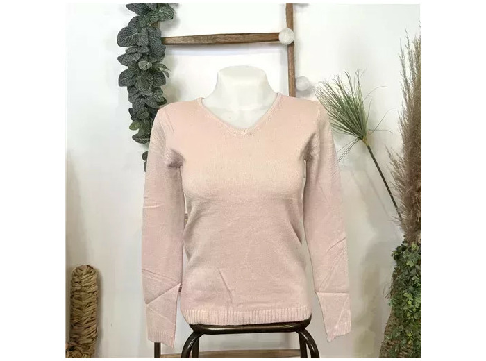 Y248- Pull Laine Cachemire "Tricotonic" (les T36&40) (rose poudré)