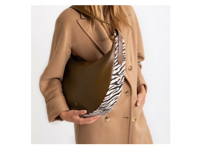 Sac demi-lune camel et zèbre - Vanessa Wu