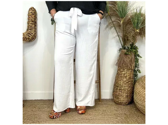 Z979- Pantalon flou large (T42/44-T54/56) (blanc)