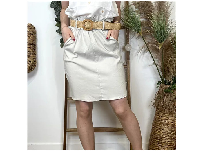 L770- Jupe stretch unie (Tu) 🇮🇹 (beige)