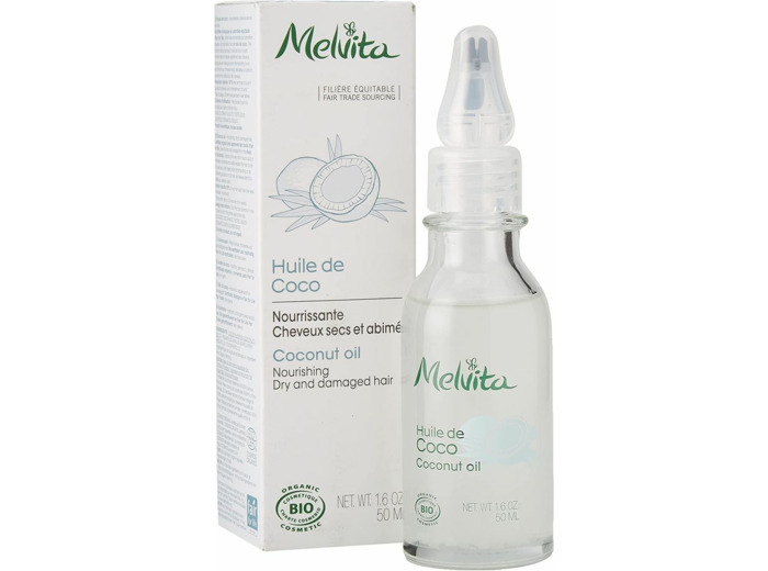 Melvita - Huile de Coco Bio - Soin Visage, Corps et Cheveux - Soin Réparateur Nutrition Intense - Pressée à Froid - Certifié Bio, 100% Naturel, Vegan - Flacon avec Applicateur Précision 50ml