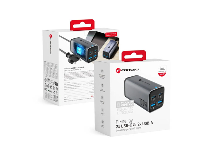 FORCELL F-ENERGY Chargeur de bureau multi-ports 2 x USB-C + 2 x USB-A 100W