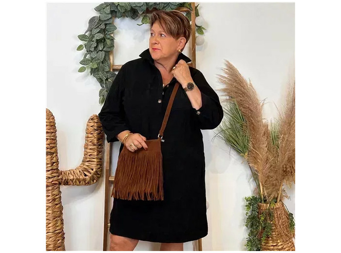 K056- Robe Velours "Maëlle" (T40-T48) (noir)