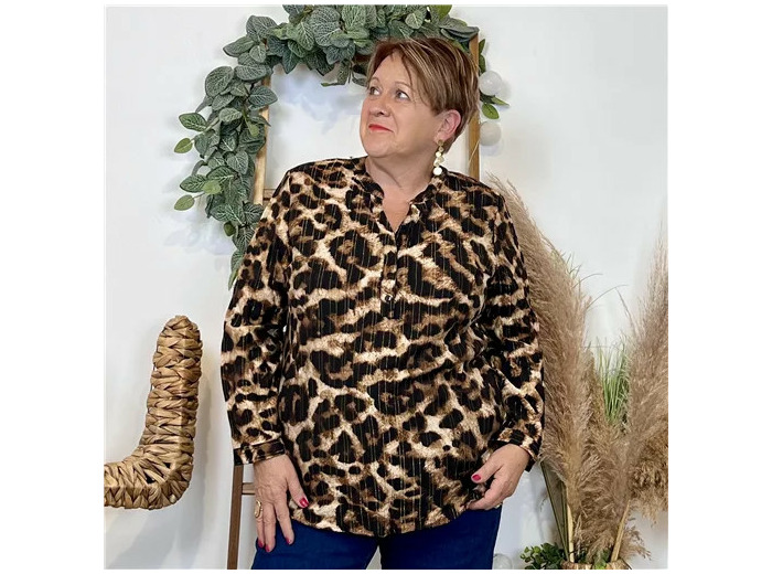 Z075- Blouse «Léopard" Christy  (T44-T52) (marron)