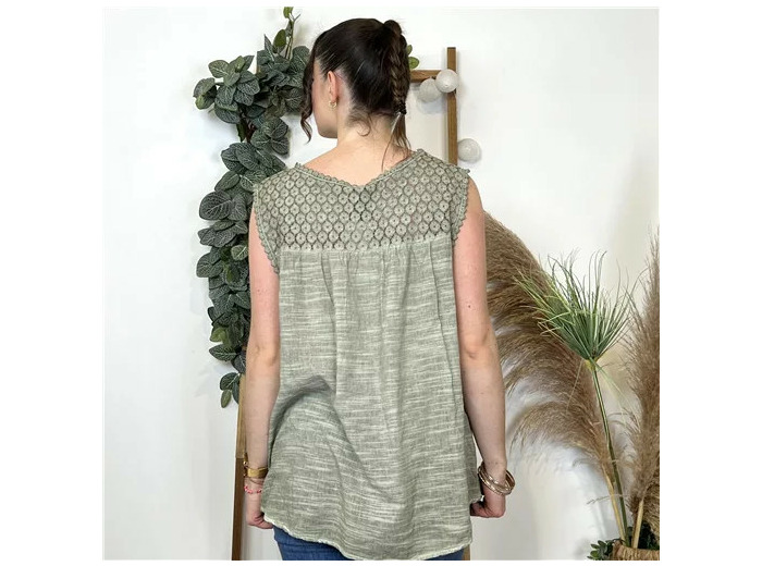 L023- Blouse Brodée (Tu) 🇮🇹 (kaki)