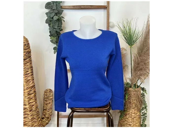 Y252- Pull Laine Cachemire "Tricotonic" (les T38&42) (bleu royal)