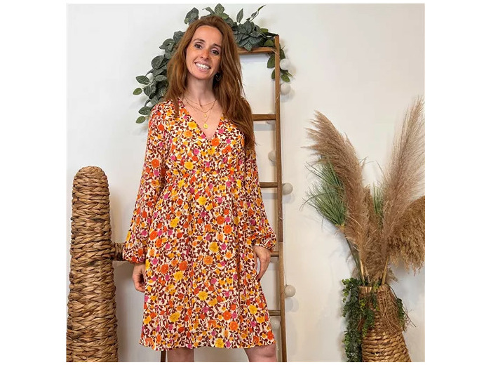 K071- Robe Cerise Blue (T36-T42) (moutarde)