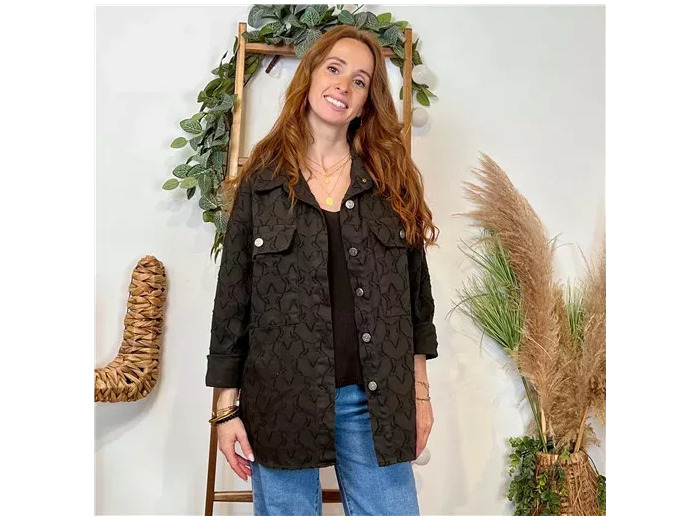 K110- Veste « Coton brodé…» (Tu) 🇮🇹 (marron)