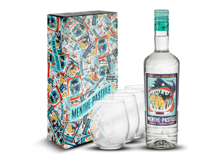 Coffret Menthe pastille collector 70cl + 4 verres