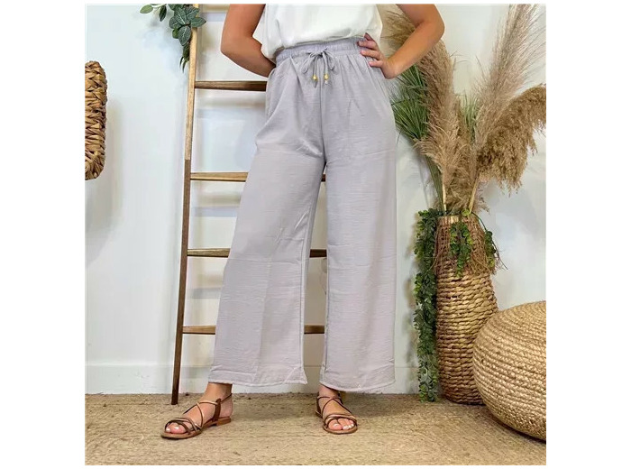 L761- Pantalon flou large 1er PRIX (Tu) (gris)