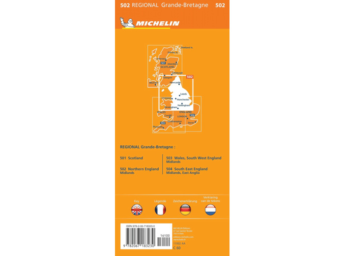 CARTE REGIONALE NORTHERN ENGLAND, MIDLANDS