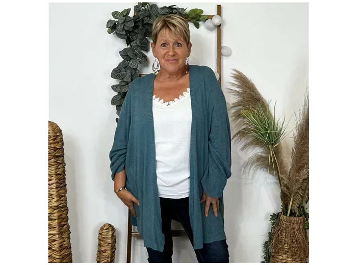K857- Gilet Maille Nid d abeille (Gt) (bleu canard)