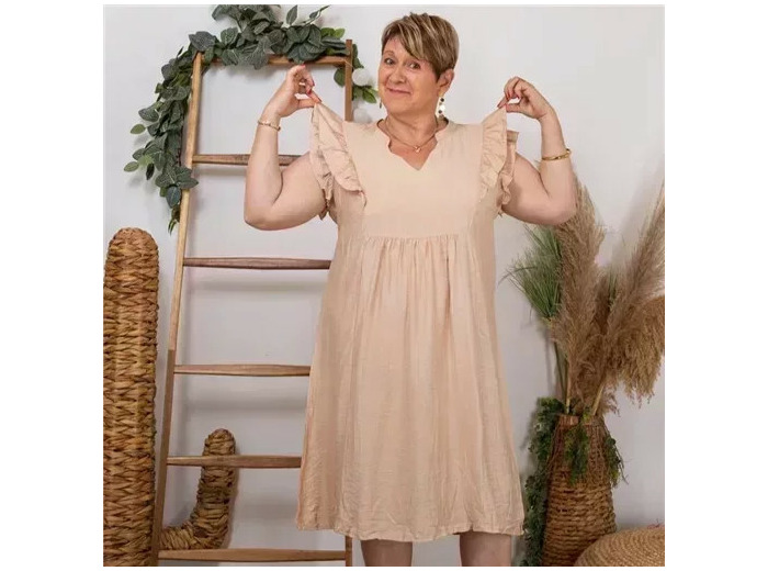 Z323- Robe Chisty unie (T44-T52) (beige)