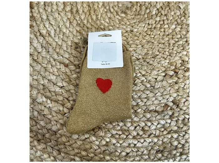 V310- Chaussettes "Coeur Rouge ❤️" (moutarde)