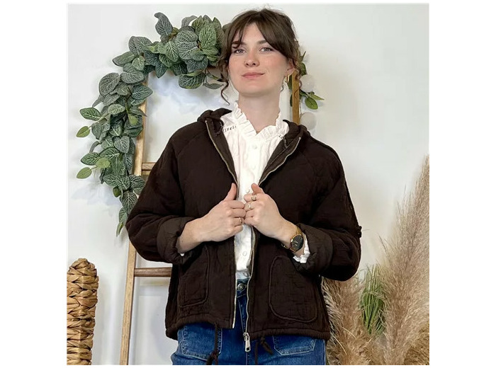 K028- Veste Matelassée Coton (Tu) 🇮🇹 (marron)