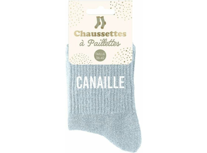 Chaussettes paillettes grises "Canaille"