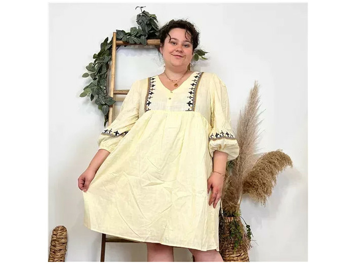 K314- Robe Bohême "By One" (T40-T48) (ecru)
