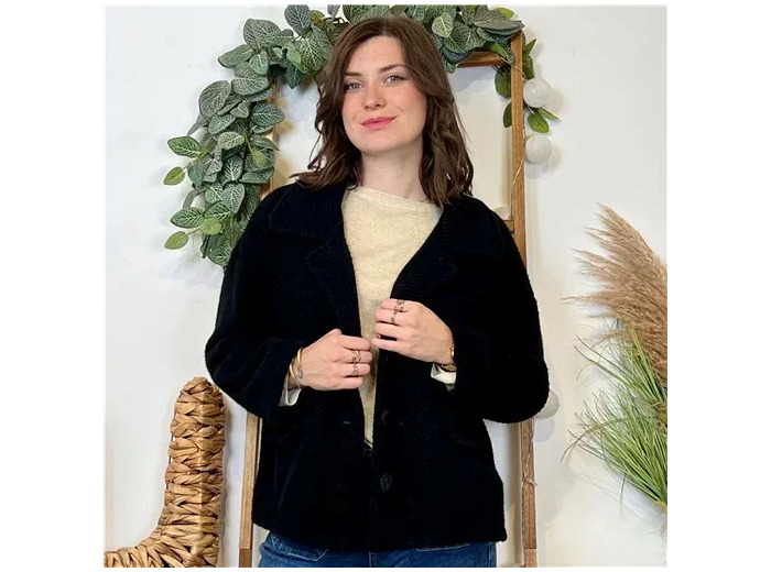 K054- Veste courte chevron (Tu) 🇮🇹 (noir)