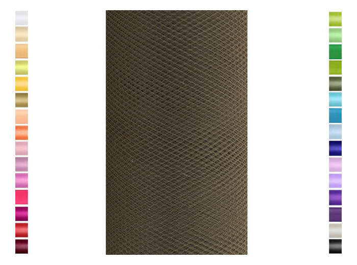 Tulle fin et souple colori Marron fonce de 15 cm de large et 9 m de long vendu en rouleau