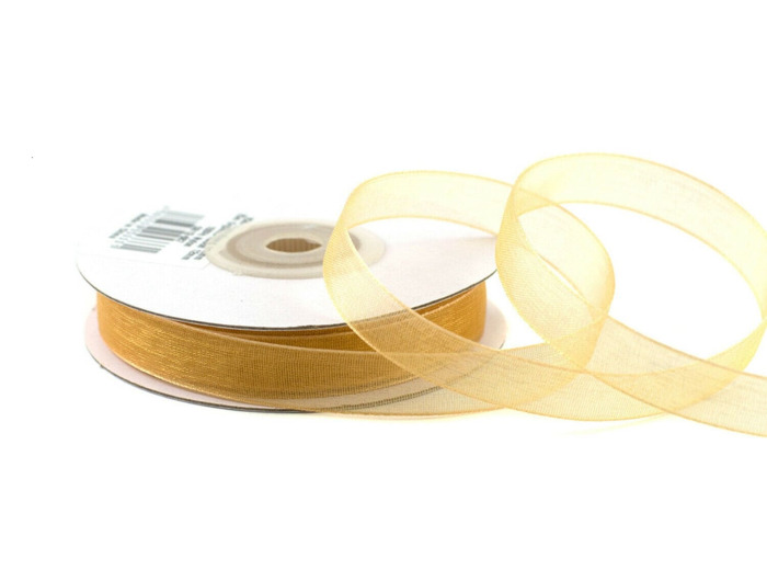 Ruban organza 12 mm de large bobine de 25 metres de long doré 687