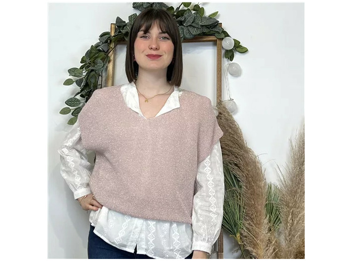 K506- Pull débardeur Lurex (Tu) (rose pâle)