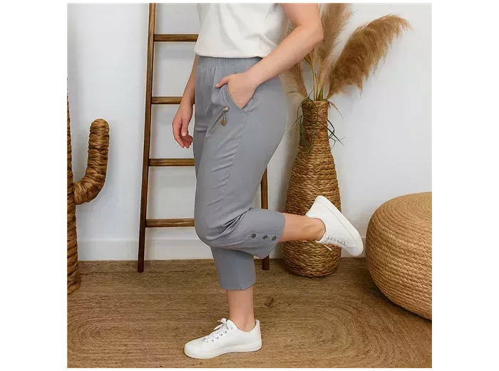 T581- Pantacourt stretch uni JST (T38-T52) (gris)