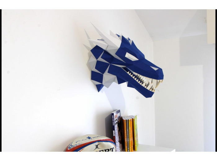 Dragon Bleu et Argent en Papier