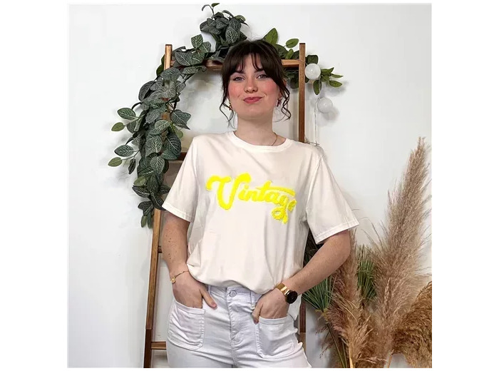K406- T-shirt Vintage (Tu) (jaune)