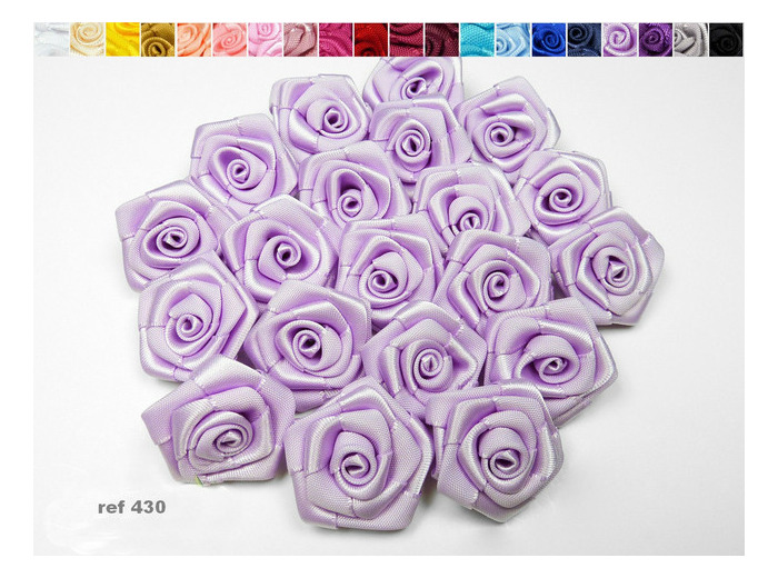 Sachet de 10 roses satin de 3 cm de diametre parme 430